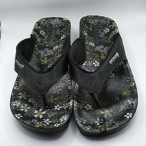 Black Floral Women's Sandals